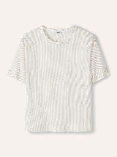 Streifenshirt Seersucker Sand