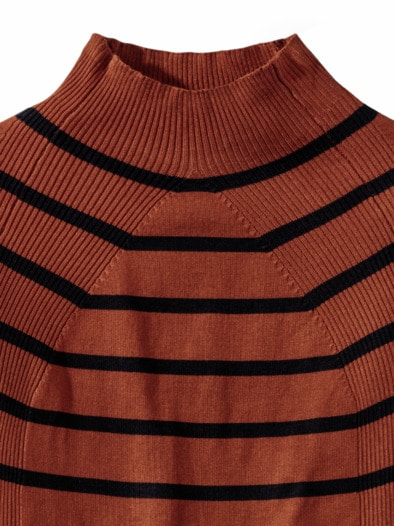 Hautschmeichler-Pullover Rippmix Zimt/Marine