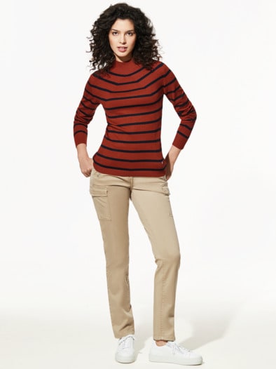 Hautschmeichler-Pullover Rippmix Zimt/Marine