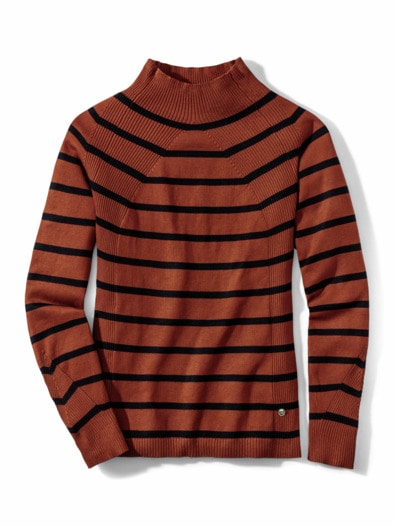 Hautschmeichler-Pullover Rippmix Zimt/Marine