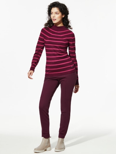 Hautschmeichler-Pullover Rippmix Barolo/Fuchsia