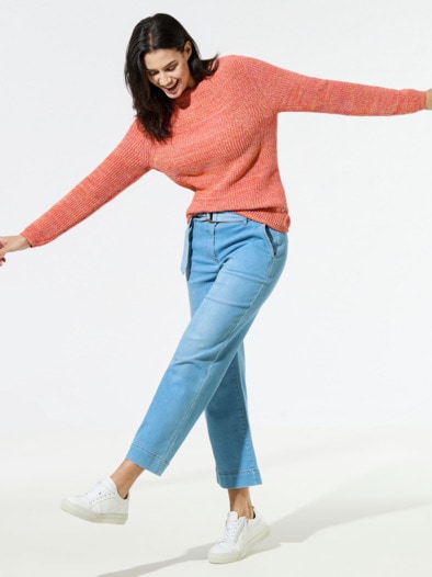 Baumwoll-Pullover Farbenspiel Orange
