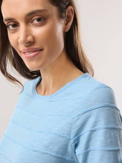 Baumwollshirt Streifenstruktur Skyblue