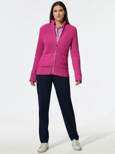 Struktur-Strickjacke Original Fuchsia