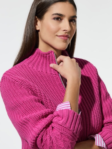 Struktur-Strickjacke Original Fuchsia