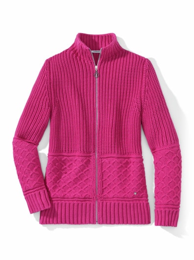 Struktur-Strickjacke Original Fuchsia