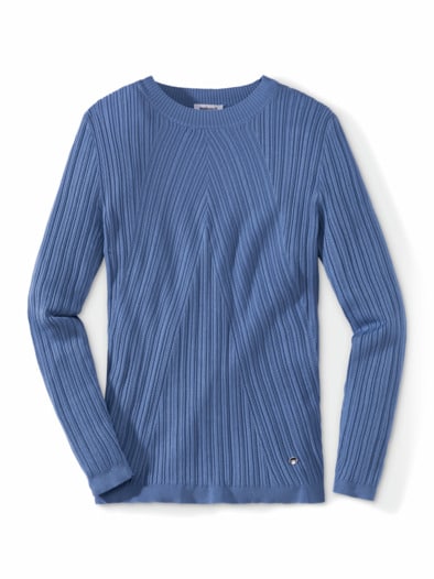 Hautschmeichler-Pullover Chevron Jeansblau