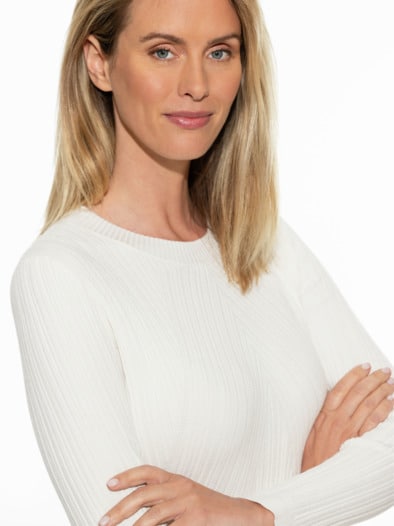 Hautschmeichler-Pullover Chevron Offwhite