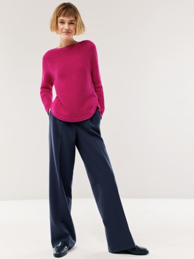 Breton-Pullover Baumwollmix Fuchsia