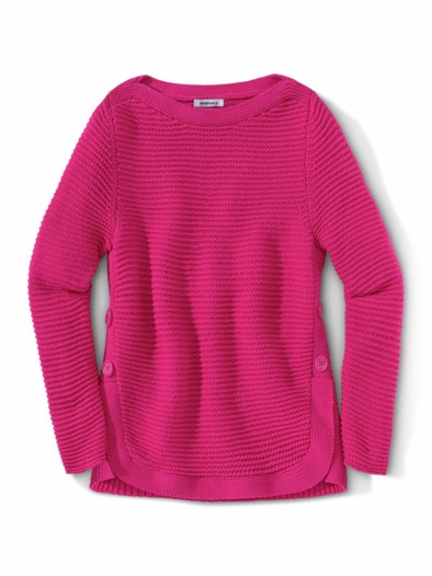 Breton-Pullover Baumwollmix Fuchsia