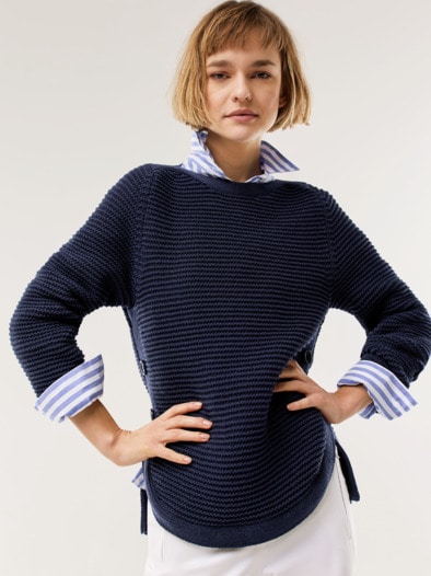 Breton-Pullover Baumwollmix Marine