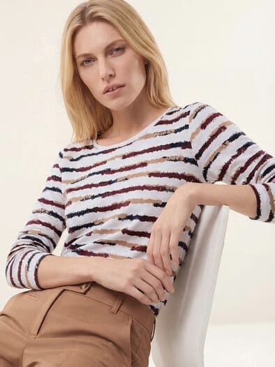 Baumwollshirt Abstract Stripe Merlot