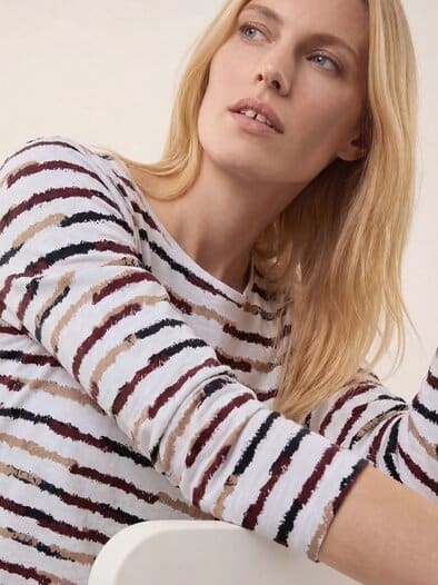 Baumwollshirt Abstract Stripe Merlot