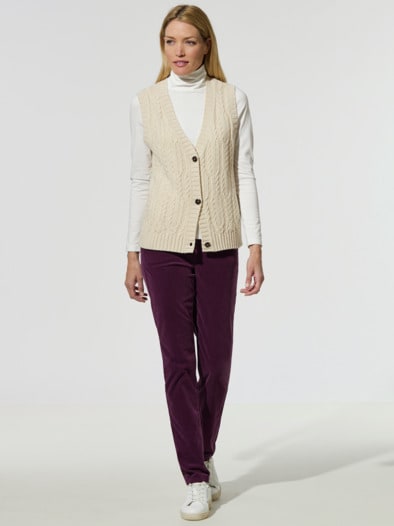 Strickweste Zopfstruktur Creme