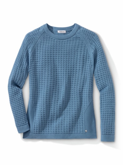 Baumwoll Pullover Waffelstruktur Jeansblau