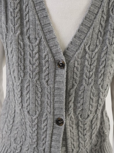 Strickweste Zopfstruktur Grau Melange