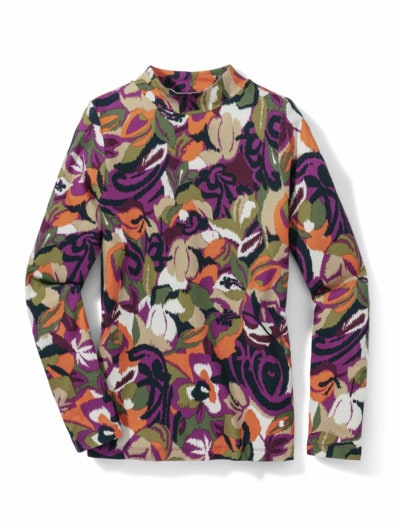 Stehbundshirt Flower Art Multicolor Lila