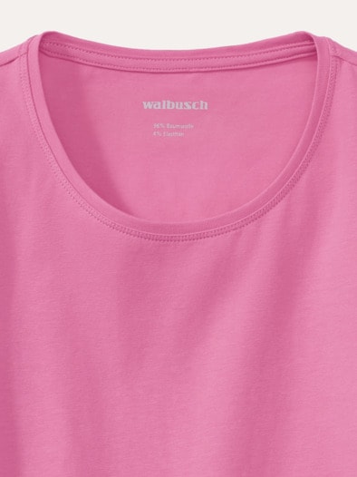 Baumwoll-Basic-Shirt Langarm Malve