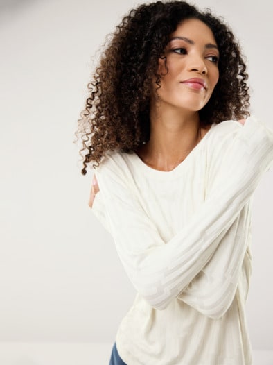 Viskoseshirt Jacquard Offwhite