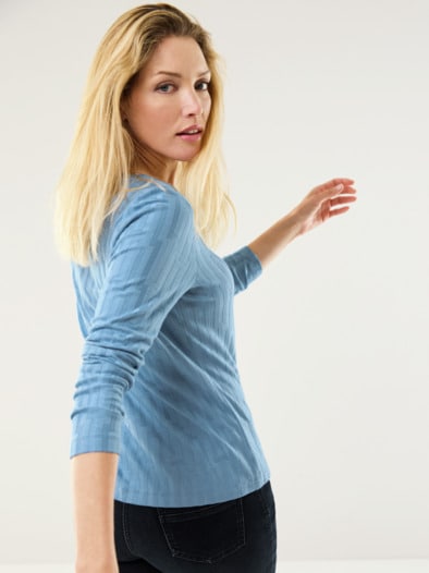 Viskoseshirt Jacquard Jeansblau