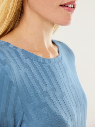 Viskoseshirt Jacquard Jeansblau