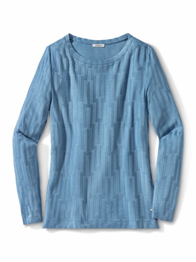 Viskoseshirt Jacquard Jeansblau