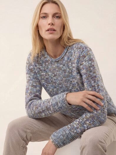 Pullover in bedrucktem Garn Multicolor Smokey Blue