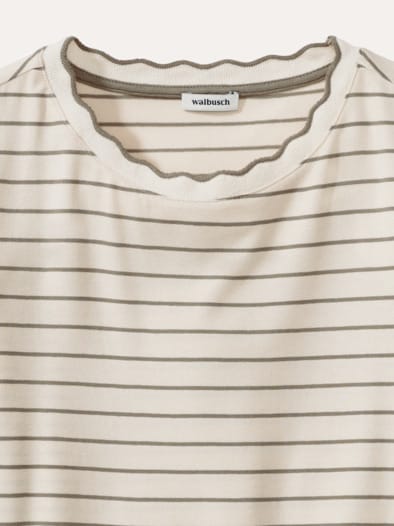 Ringelshirt Wellenband Weiß/Khaki