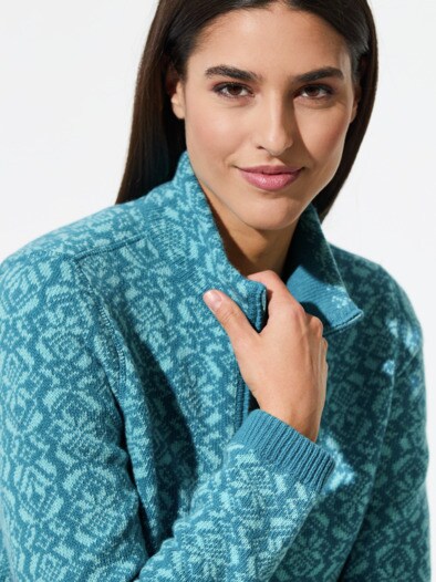 Strickjacke Stern Gletscherblau