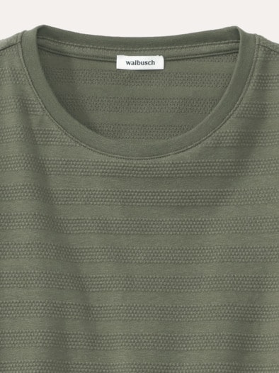 Baumwollshirt Reliefstruktur Oliv