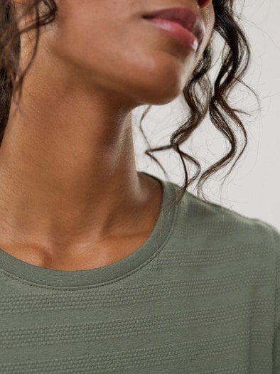 Baumwollshirt Reliefstruktur Oliv