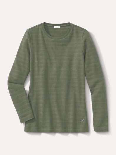 Baumwollshirt Reliefstruktur Oliv