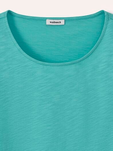 Baumwollshirt Dekospitze Wasserblau