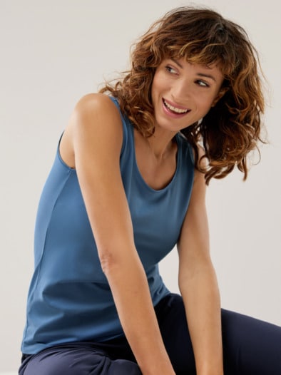 Baumwoll-Basic -Top Jeansblau