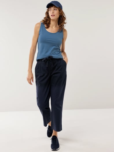 Baumwoll-Basic -Top Jeansblau