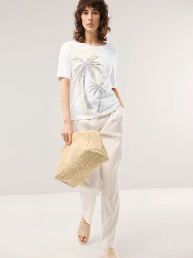 Baumwollshirt Tropical Weiß