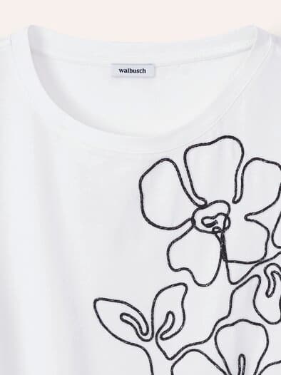 Baumwollshirt Kordelstickerei Weiß