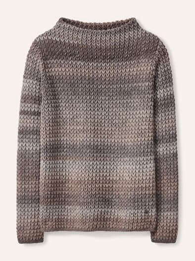 Grobstrick-Pullover Farbverlauf Creme/Praline
