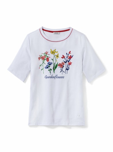 Baumwollshirt Gardenflowers Weiß