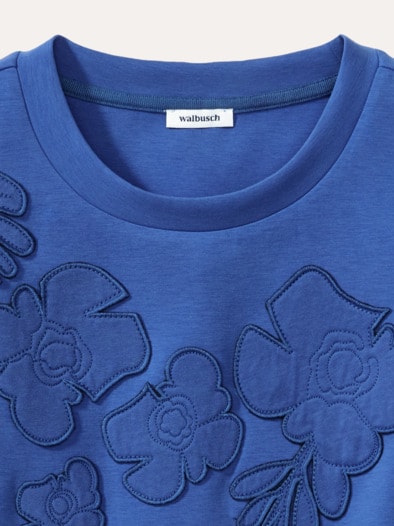 Blumenapplication Sweatshirt Tintenblau