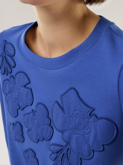 Blumenapplication Sweatshirt Tintenblau