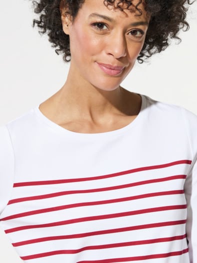 Ringelshirt-Softcotton Weiß/Rot