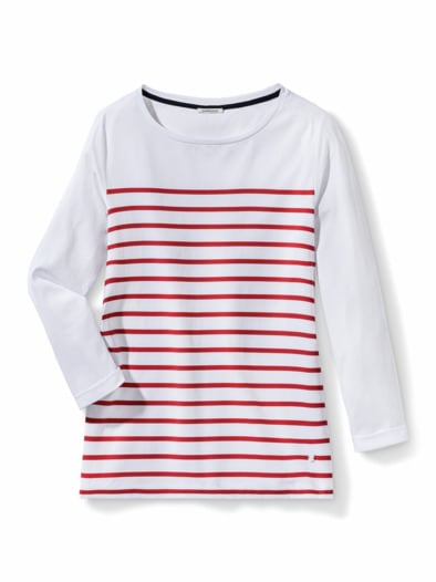Ringelshirt-Softcotton Weiß/Rot