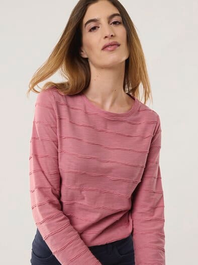 Baumwollshirt Streifenstruktur LA Rosenholz