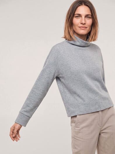 Wärmendes Sweatshirt mit Schalkragen Silber Melange
