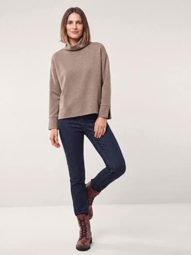 Wärmendes Sweatshirt mit Schalkragen Praline Melange