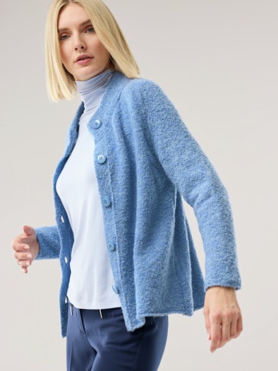 Baby Alpaka Strickjacke Jeansblau