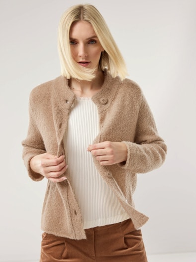 Baby Alpaka Strickjacke Sand