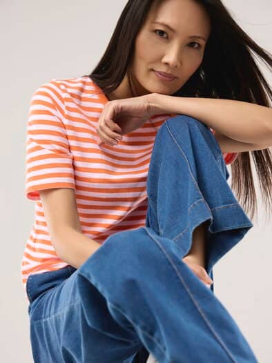 Baumwoll Ringelshirt Dunkelorange