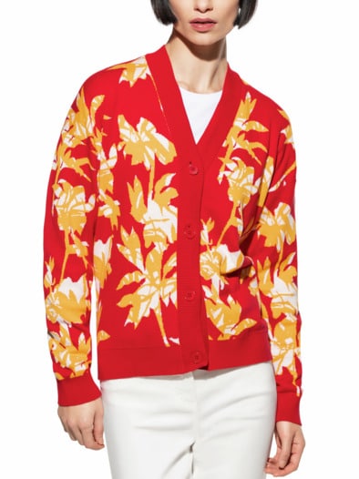 Jacquard Cardigan Gelb/Rot